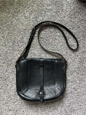 Black Leather Saddle Crossbody Bag